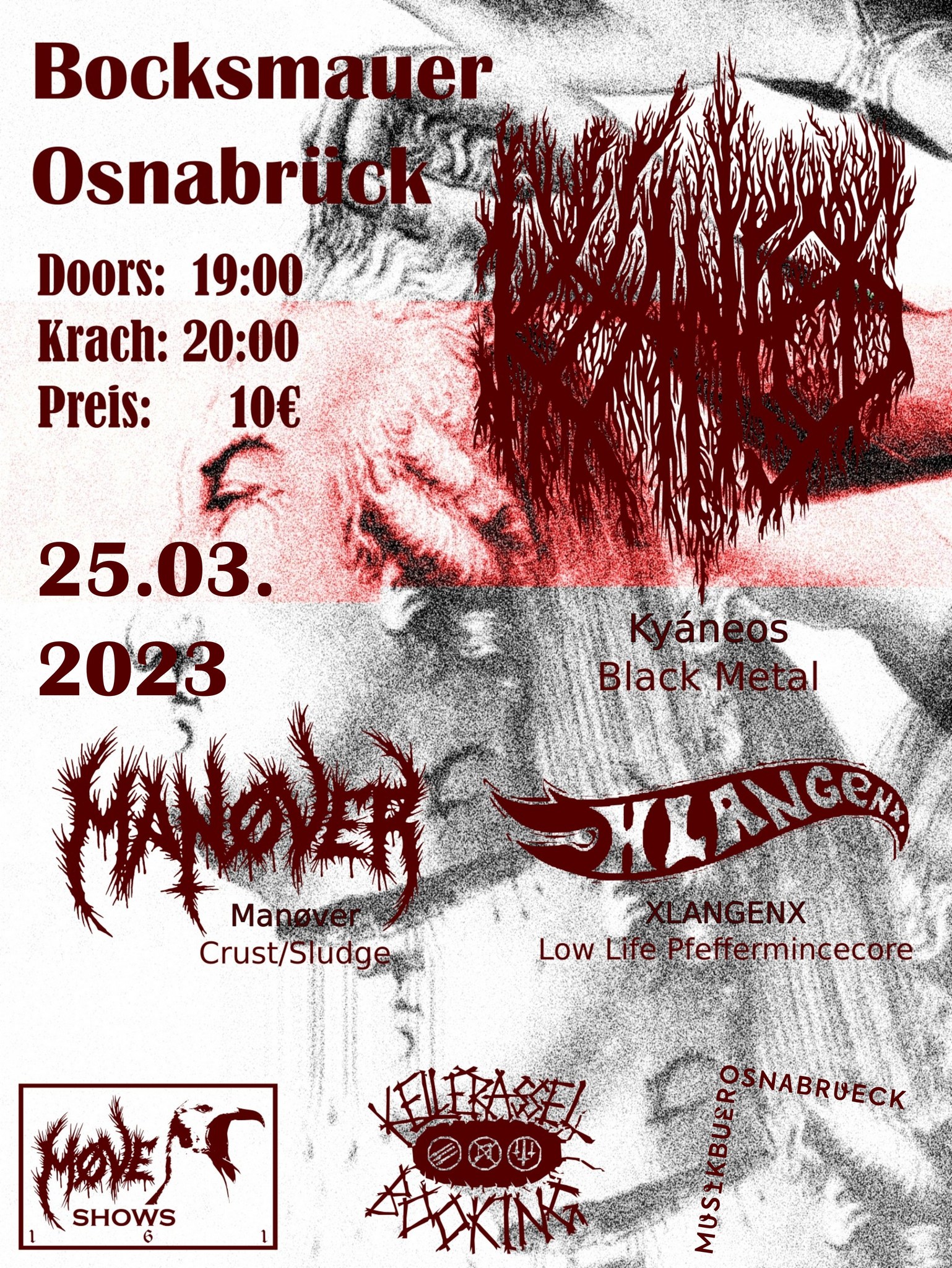 Plakat von The Bocksmauer: Manöver, Kyaeos, xLangenx in der Bocksmauer Osnabrück am 25.03.2023
