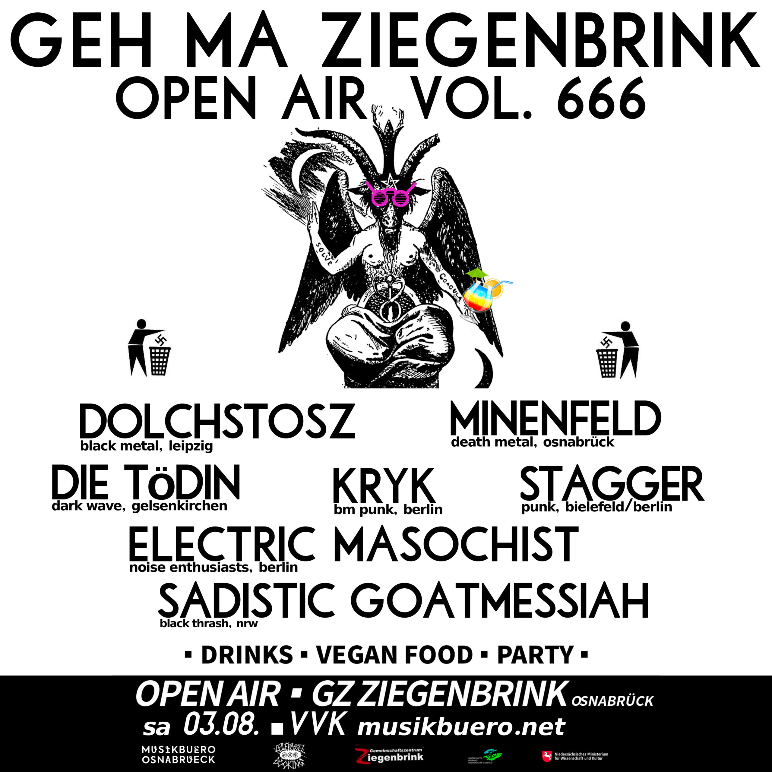 Open Air Konzert: Geh ma Ziegenbrink Open Air Vol. 666 mit Dolchstoß, Minenfeld, Die Tödin, Kryk, Stagger, Electric Masochist und Sadistic Goatmessiah