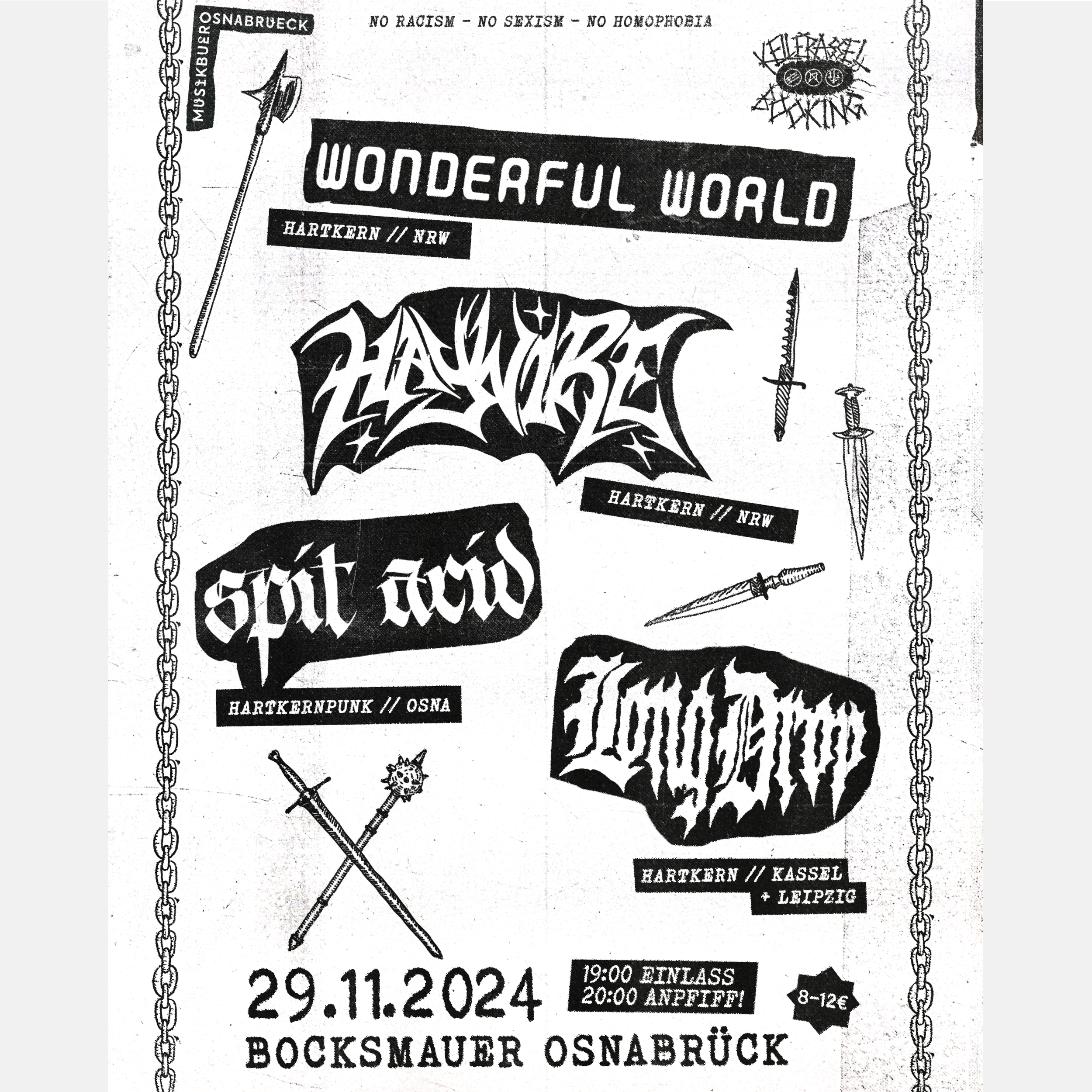 Beitragsbild_Haywire_Wonderful World_Spit Acid_LongDrop_Kellerassel ooking_ 29.11.2024_Konzert_Bocksmauer Osnabrück